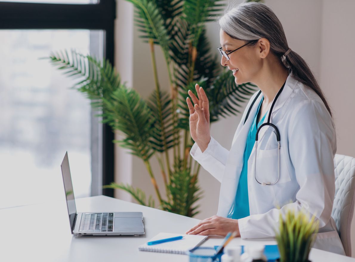 A doctor having online consultation with a patient